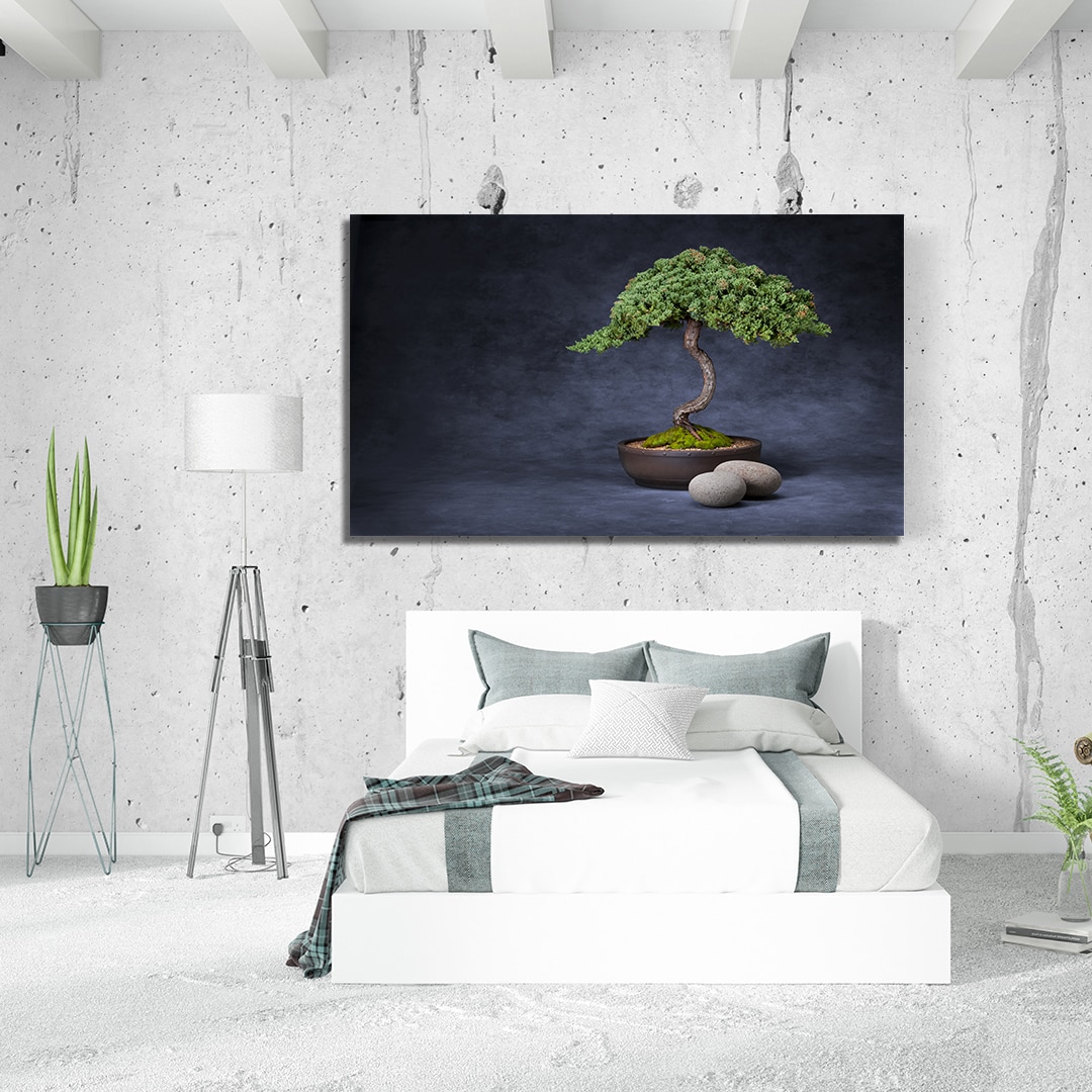Modern bright interior with empty frame . 3D rendering