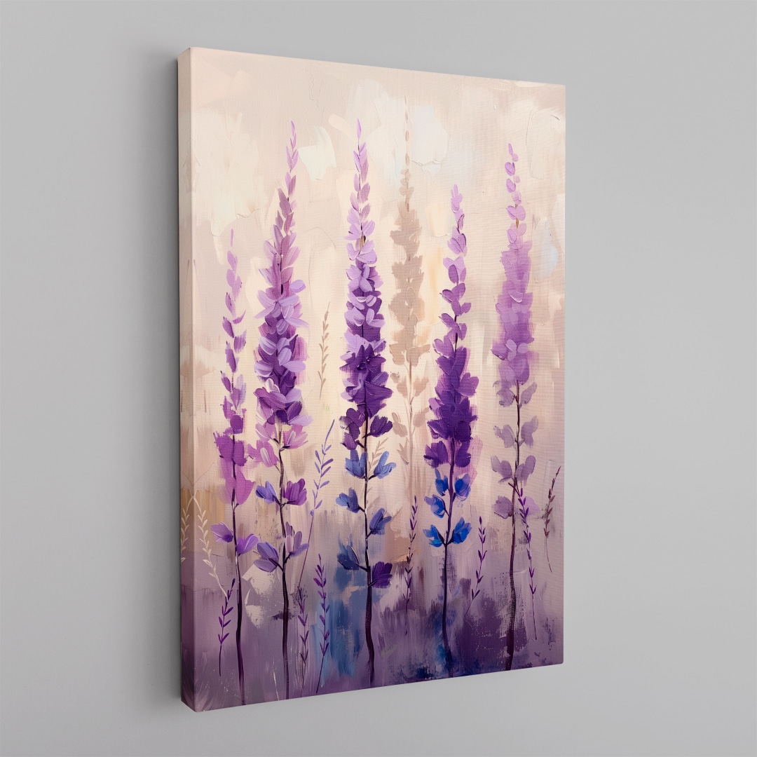 Flor Lavanda Cuadro botánico en tonos beige con flores de lavanda estilo natural y minimalista en canvas